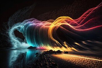 Poster - Abstract fractal background with waves and light effects