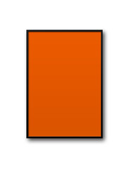 Sticker - Black picture frame hanging on a transparent background. Empty orange picture