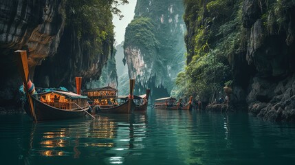 Wall Mural - beautiful natural bay landscape inspire from Thailand seascape, Generative Ai not real place