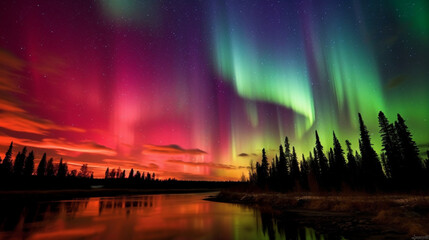 vibrant aurora borealis generative ai