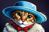 Fototapeta  -  a cat wearing a costume and striking a pose, adding a touch of whimsy and charm