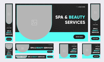 Wall Mural - Set of Spa and meditation lifeslyle services web banner template design for social midea posts, fully customizable vector eps 10 file format