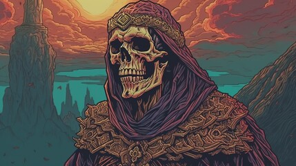 Wall Mural - A lich plotting its next evil scheme . Fantasy concept , Illustration painting. Generative Ai