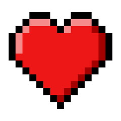 Canvas Print - Pixel 8-bit Heart Object as Video Game Style Element Vector Illustration