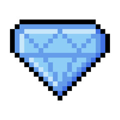 Sticker - Pixel 8-bit Diamond Object as Video Game Style Element Vector Illustration