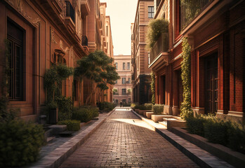 the street in a residential building