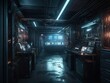 Server room cyberpunk style created with Generative AI technology.