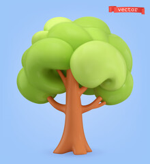 Tree 3d cartoon vector icon