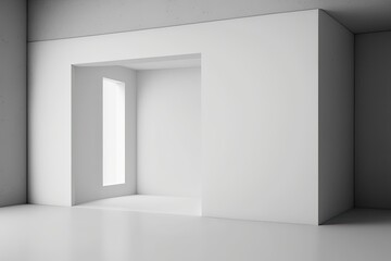 Poster - Empty Room with White Wall and Window. Generative AI