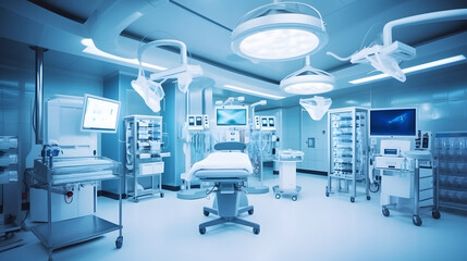 equipment and medical devices in modern operating room.