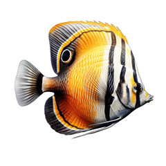 Wall Mural - Butterfly fish isolated. Illustration AI Generative.
