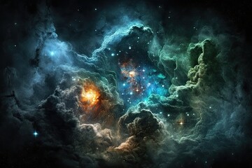 Wall Mural - starry sky with clouds. Generative AI