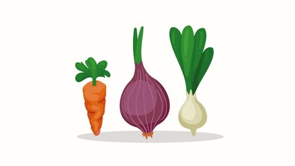 Sticker - three vegetables healthy food animation