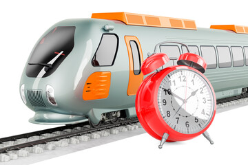 Poster - high speed train with alarm clock, 3d rendering