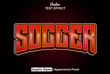 Poster - soccer text effect with red graphic style and editable.