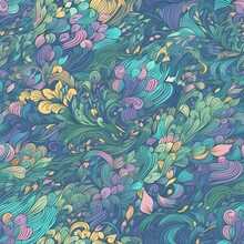 Create A Seamless Pattern Featuring A Lush Digital Paper Design Filled With A Flowing Stream Of Beautiful Colors And Themes. The Composition Should Showcase An Elegant And Intricate Arrangement Of Flo
