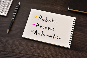 Poster - There is notebook with the word Robotic Process Automation. It is as an eye-catching image.