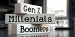 Boomers, Millenials, Gen Z - words on wooden blocks - 3D illustration