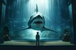 Phobia of sharks in the human mind. AI generated, human enhanced.