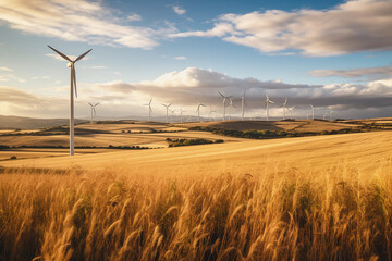 engineers working on a wind farm future production of renewable, sustainable energy and climate chan
