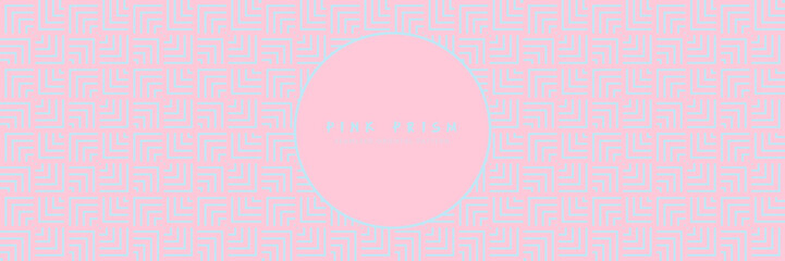 Wall Mural - Symmetric Seamless Pattern in pink and blue colors. Festive Repeat Vector Background with Classic Eastern Motifs for Celebration Banners, Boho design, Summer Decorations. 