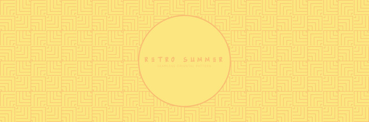 Wall Mural - Oriental summer premium seamless pattern. Japanese bohemian geometric background with repeat texture. Luxury yellow sun decorative pattern for atmosphere, ethnic, meditative design. 