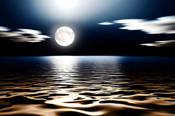 Wall Mural - moon over the sea created using ai generative technology