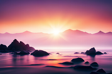 Wall Mural - sunset over the sea created using ai generative technology
