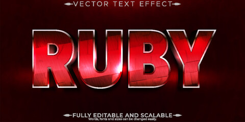 Wall Mural - Editable text effect ruby, 3d gemstone and royal font style