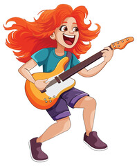 Poster - Female rock musician playing bass