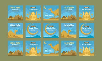 Wall Mural - happy eid al- adha social media post vector flat design