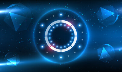 Poster - Glowing futuristic teleport tunnel with copy space on sci fi space background. Futuristic Sci-Fi HUD circle empty space. Light circle portal. Magic fantasy portal. Technology teleport. Vector EPS10.