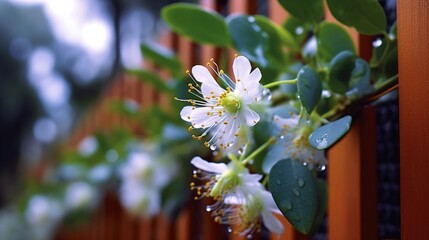 Wall Mural - rain drops on a flower