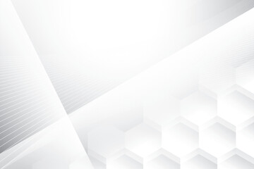 Abstract  white and gray color, modern design stripes background with geometric hexagonal shape, wavy line pattern. Vector illustration.