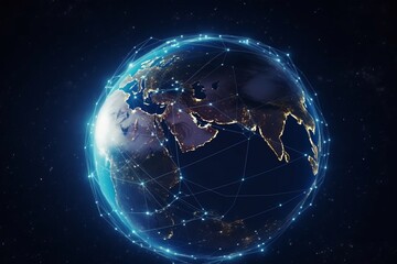 The sustainable development goal is a global communication network concept. Generative AI