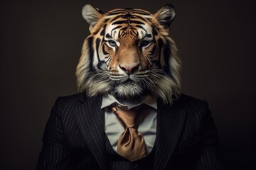 Wall Mural - Portrait of a Tiger dressed in a formal business suit