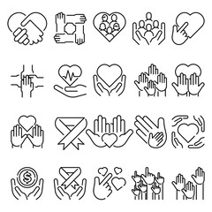 Wall Mural - Hands Logo Community Partnership Outline Icon Set Design