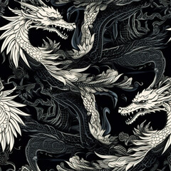 Fantasy dragons seamless repeat pattern [Generative AI]
