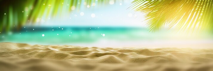 Beach landscape for summer. Beautiful beachscape with palm trees, clear skies and blue waters