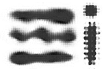 Poster - Halftone vector shape. Dotted grunge abstract staine with gradation. Cloud with shade texture. Geometric gradient blot.