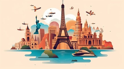 Wall Mural - world tourism day 27th september generative ai