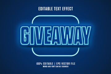 Giveaway 3d Editable Text Effect Neon Style Premium Vector