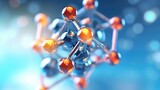Fototapeta  - Science laboratory background, Atom molecular structure, 3D illustration of molecule and atom model for science background