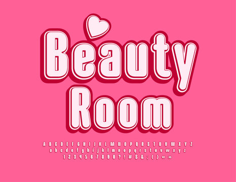 vector stylish sign beauty room. elegant pink font. modern alphabet letters and numbers.
