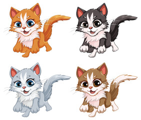 Wall Mural - collection of cute cats in jumping pose