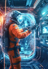 Wall Mural - Astronaut exploring space and universe
