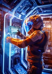 Wall Mural - Astronaut exploring space and universe