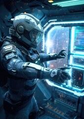 Wall Mural - Astronaut exploring space and universe