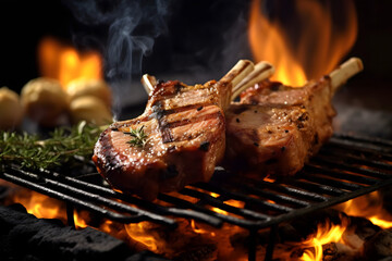 lamb chops on a grill