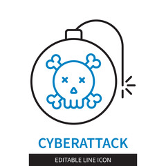 Aufkleber - Cyberattack editable line icon